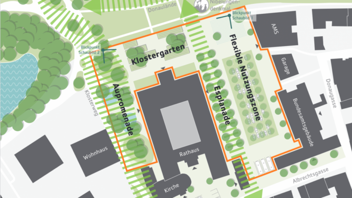 Skizze der geplanten Umgestaltung für den Nibelungenplatz in Tulln.