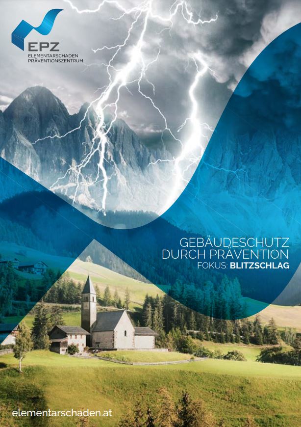 Cover der Broschüre des EPZ "Gebäudeschutz Blitzschlag"