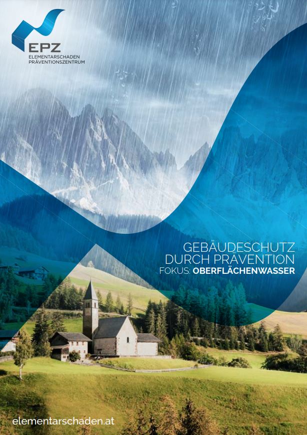Cover der Broschüre des EPZ "Gebäudeschutz Oberflächenwasser"