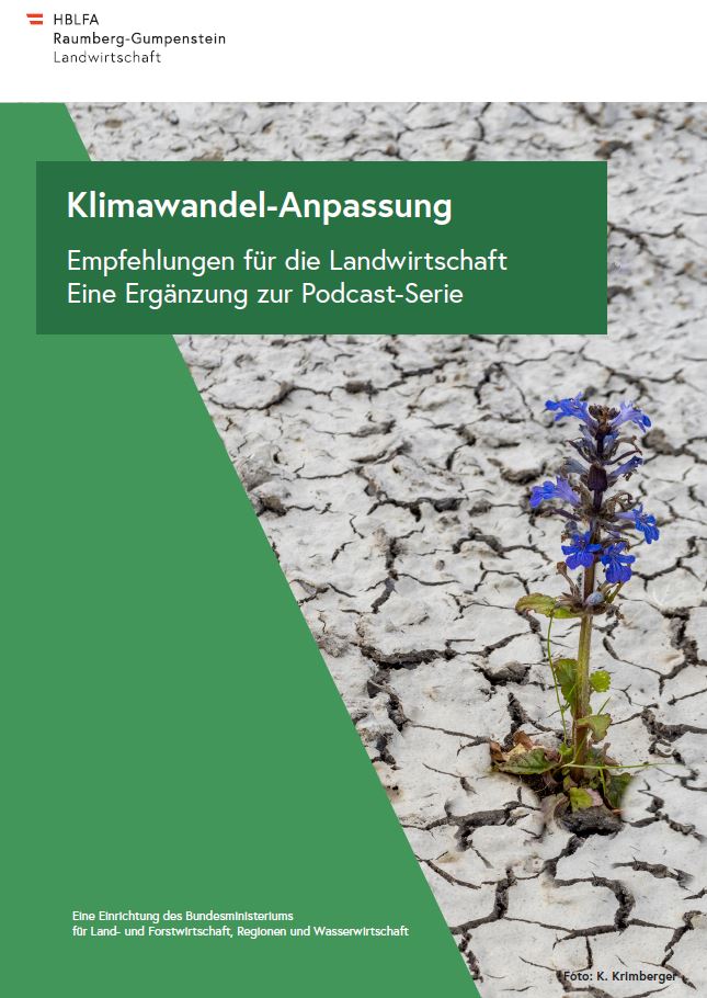 Cover der Broschüre Klimawandel-Anpassung Landwirtschaft HBLFA