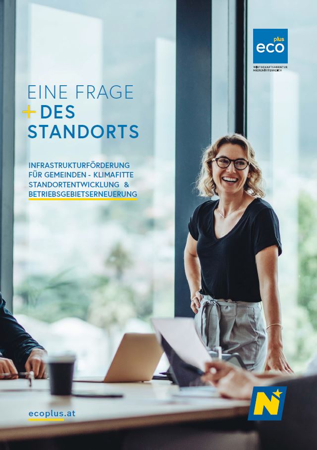 Cover der Broschüre der eco plus "Infrastrukturförderung für Gemeinden"