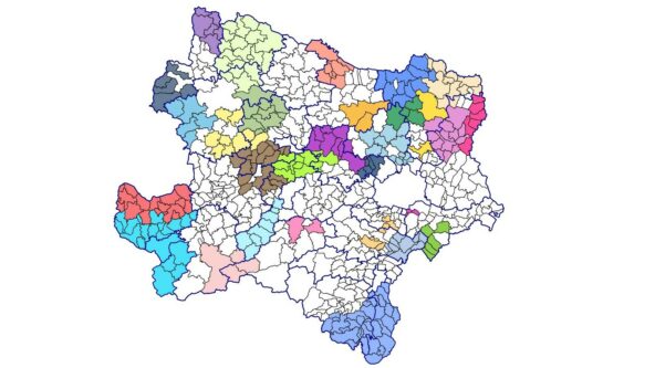 Karte von NÖ mit farbiger Kennzeichnung der KLAR! Regionen