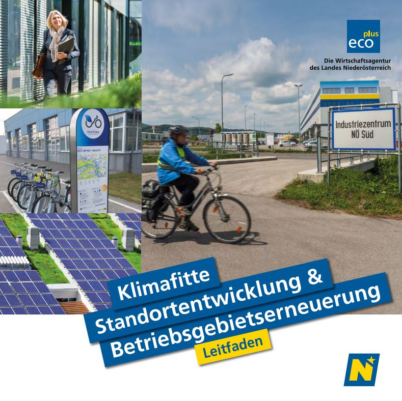 Cover des Leitfadens "Klimafitte Standortentwicklung & Betriebserneuerung"