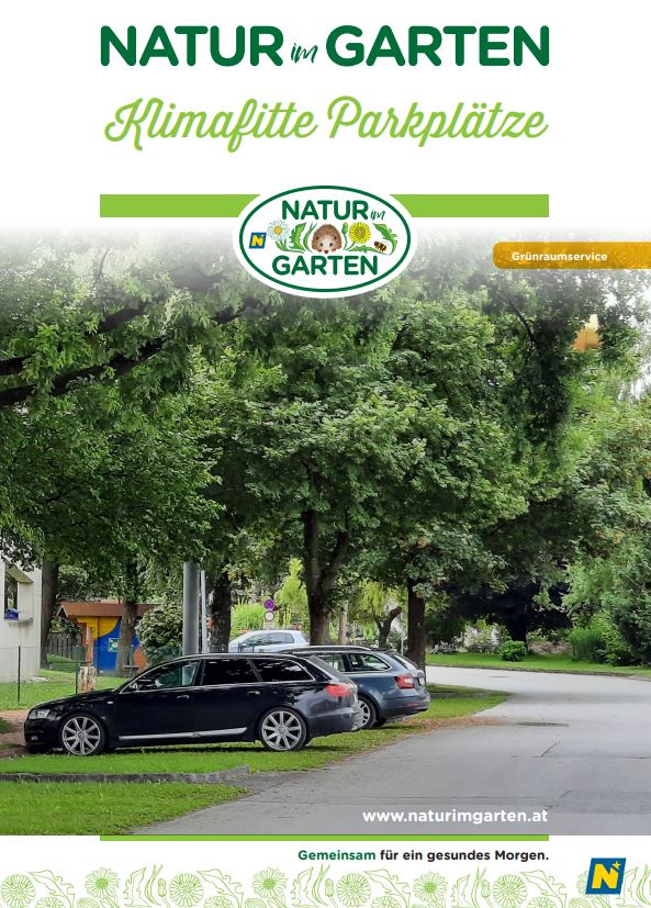 Cover der Broschüre "Klimafitte Parkplätze" von Natur im Garten
