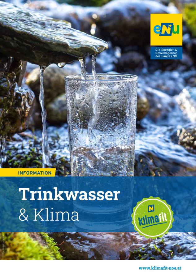 Cover des Infoblattes der eNu "Trinkwasser & Klima"