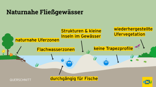 Gestaltung von naturnahen Fließgewässern.